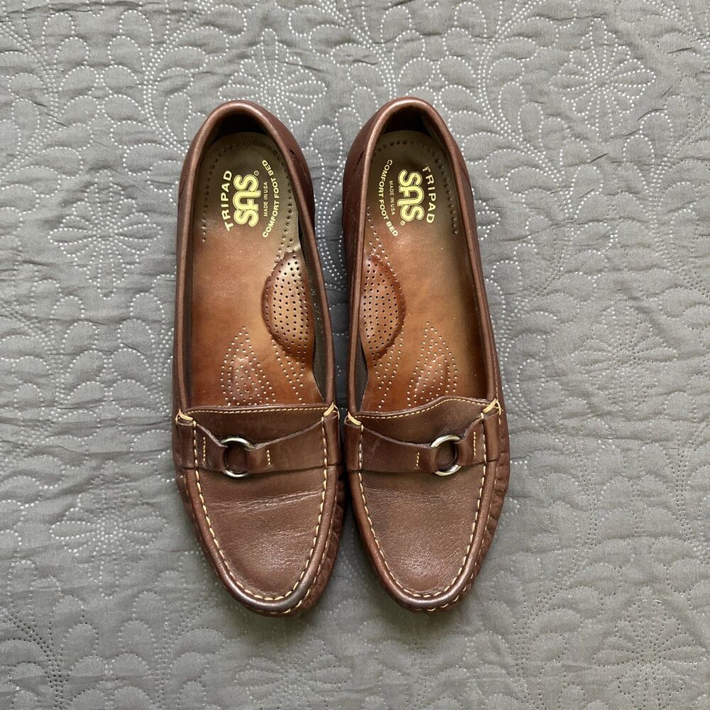 SAS Shoes Tripad Comfort Jewel Brown Genuine Leather Loafers SZ 8.5M MADE IN USA